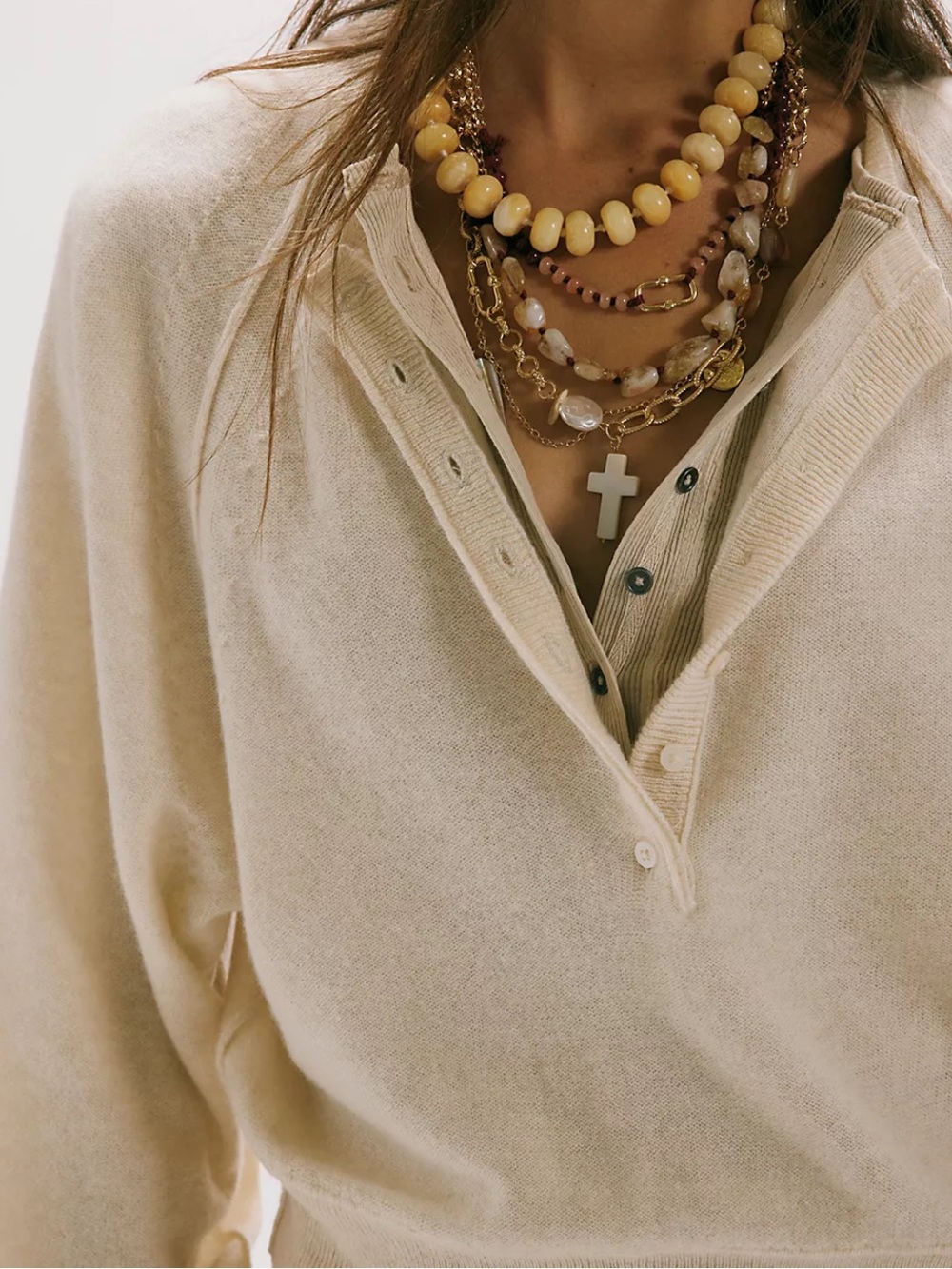 Free People Porta Cashmere Henley Sweater